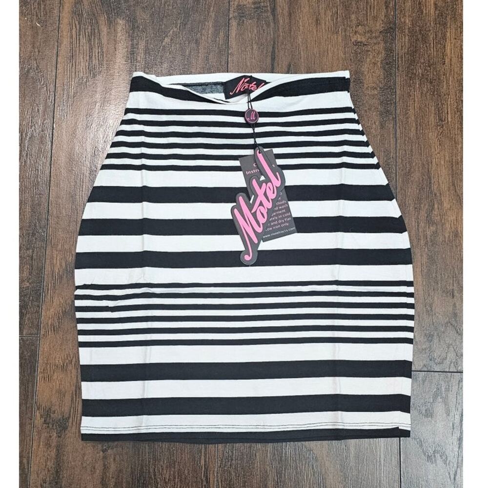 Motel Rocks Striped Skirt Size XS New Black White